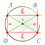 Радиус описанной окружности прямоугольника
